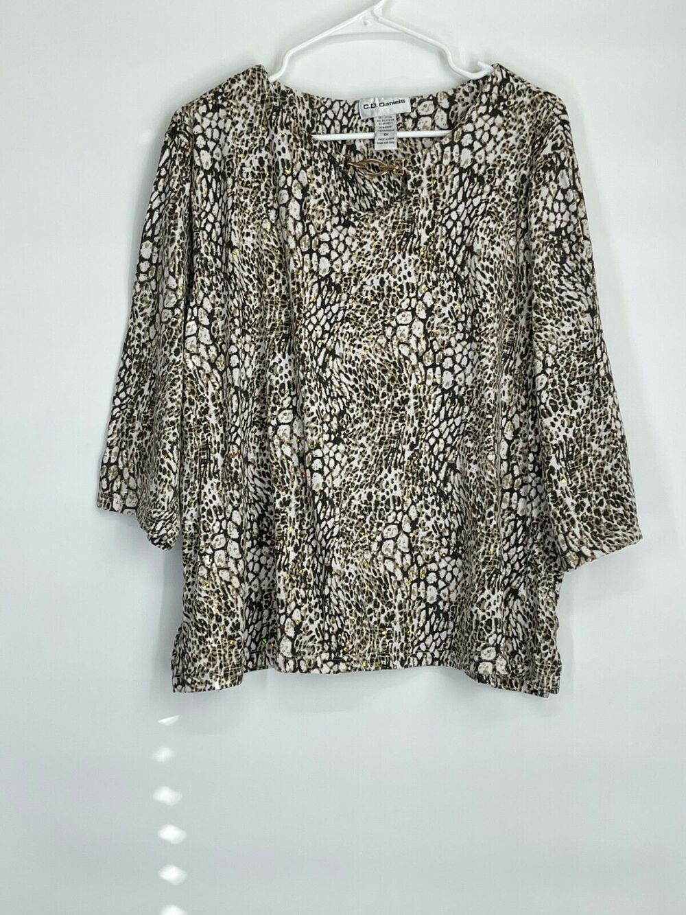 C.D. Daniels Embellished Animal Print Blouse 2X